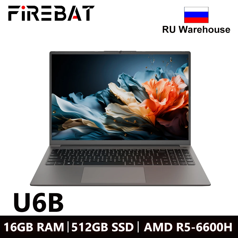 FIREBAT U6B 16 pulgadas AMD Radeon 660M Ryzen5 6600H DDR5 120Hz 2.5K Wifi6 BT5.1 16GB 512GB Gaming Gamer Bussiness Notebook portátil - imagen 2