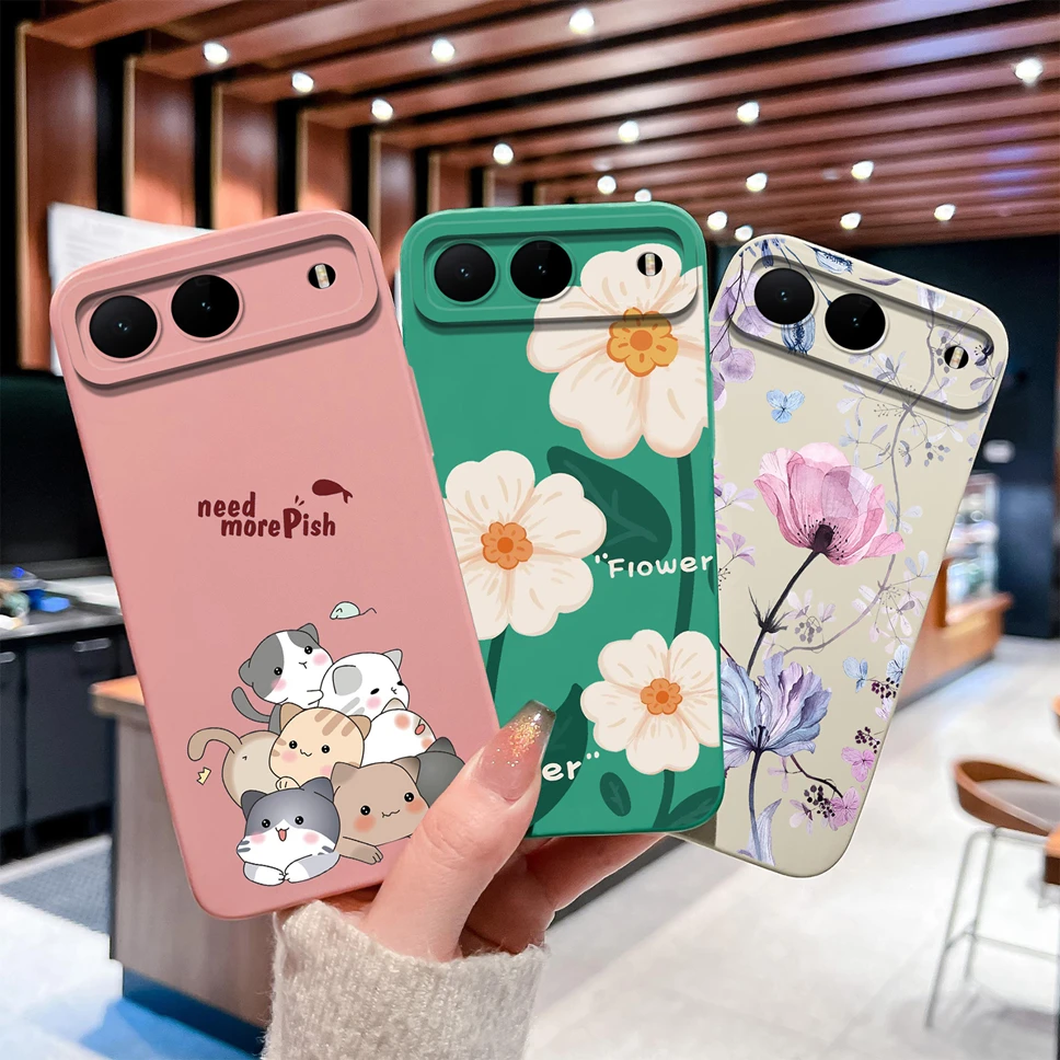 Para Infinix Hot 60i 5G / Tecno Spark GO 2025 funda de teléfono bonitas flores suave silicona líquida parachoques antideslizante ligero