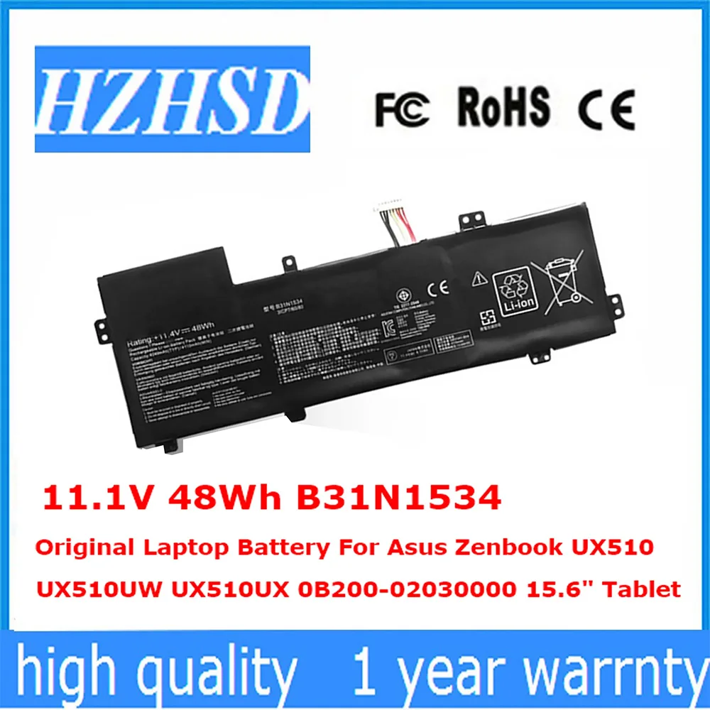 Batería Original para ordenador portátil Asus Zenbook UX510 UX510UW UX510UX 0B200, 11,1 V, 48Wh, B31N1534 02030000   Tableta de 15,6"