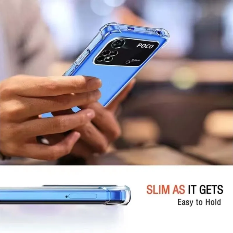 Funda de teléfono transparente de silicona con bolsa de aire gruesa para Xiaomi Poco M4 M5 M6 X3 X4 NFC X5 X6 F3 F4 GT F5 Pro 5G C50 C51 C55 - imagen 2