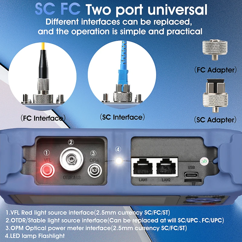 COMPTYCO AUA800A/800U OTDR 100KM reflectómetro óptico multifunción de dominio de tiempo con mapa de eventos VFL OLS OPM probador de Cable Rj45 - imagen 2