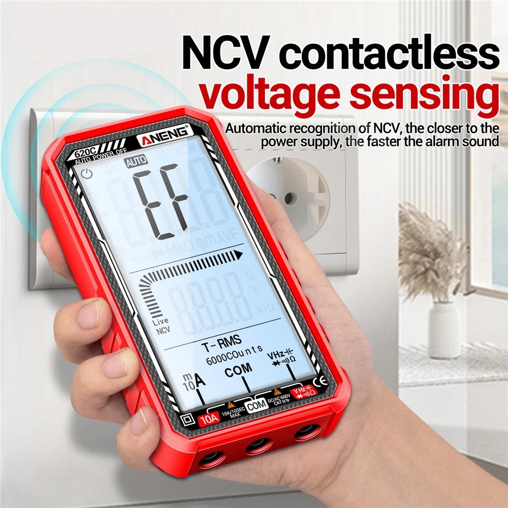 ANENG 620C 6000 recuentos multímetro Digital inteligente probadores de transistores medidor de capacitancia eléctrica Ohm diodo multímetro probador - imagen 2