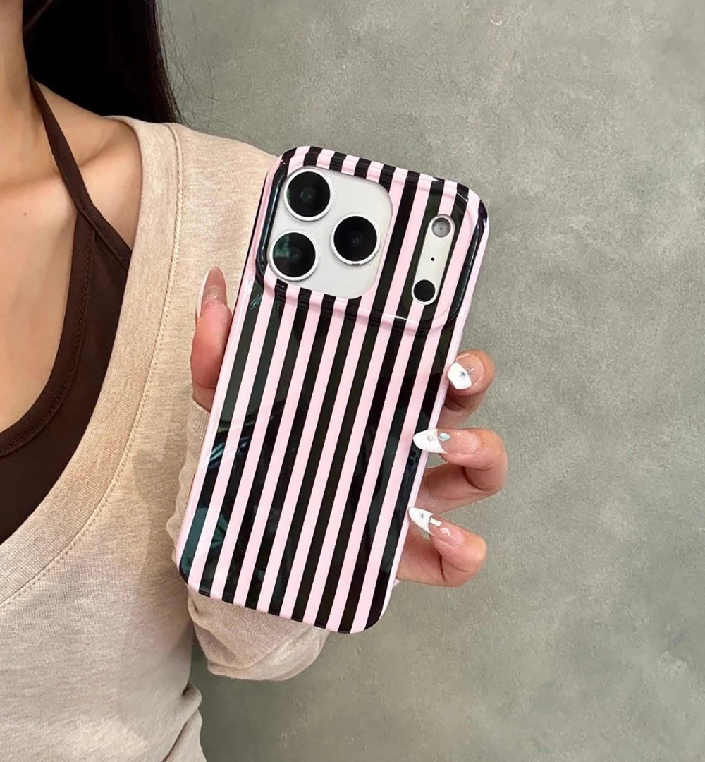 Funda de teléfono a prueba de golpes con empalme de rayas simples para IPhone 14, 15, 16, 17 Pro Max, funda protectora trasera a prueba de golpes - imagen 4