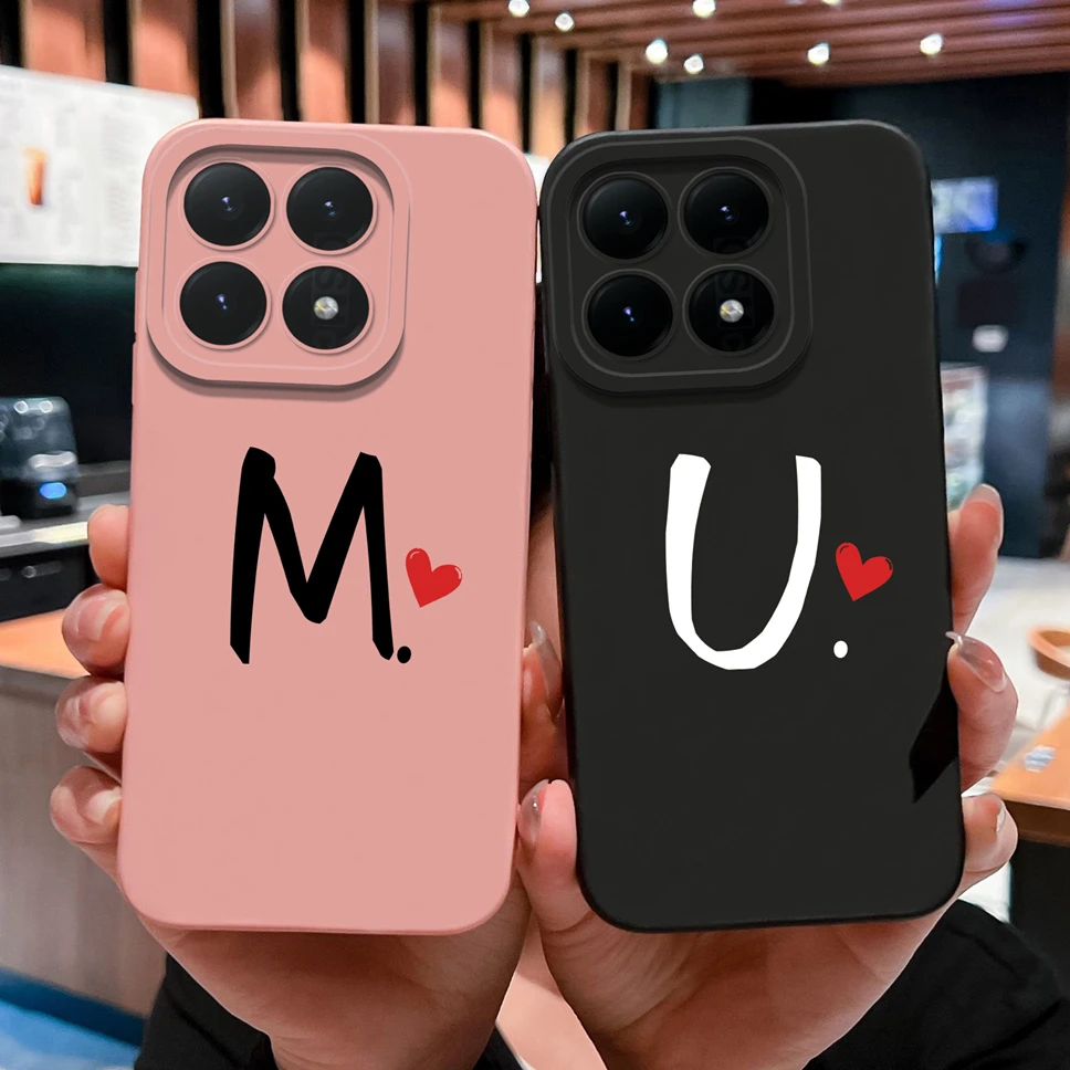 Para Xiaomi 15T 15T Pro funda de teléfono amor corazón letras protección de cámara cubierta de silicona líquida suave para Xiaomi15T carcasa a prueba de golpes - imagen 2