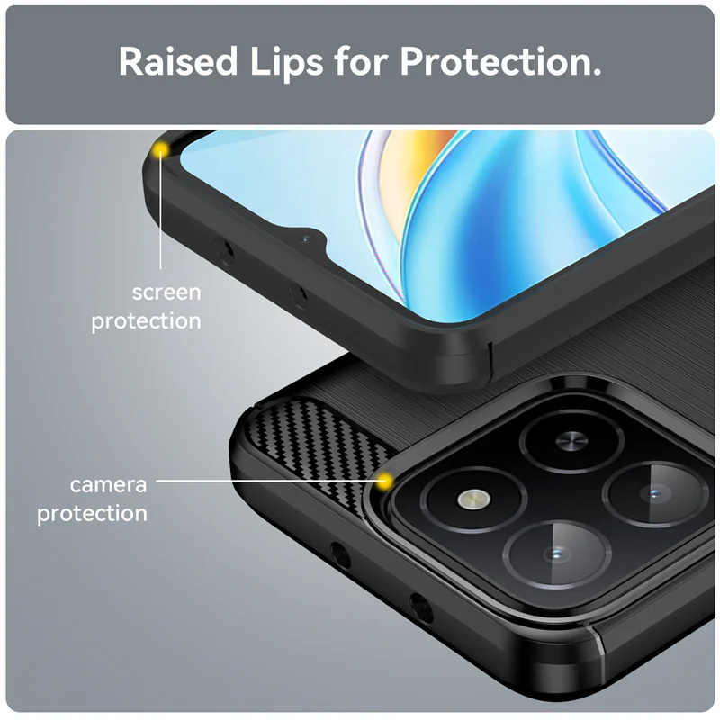 Para Honor X5B Plus funda Honor X5B Plus Capas nuevo parachoques de teléfono a prueba de golpes suave TPU cubierta de fibra de carbono Huawei Honor X5B Plus - imagen 5