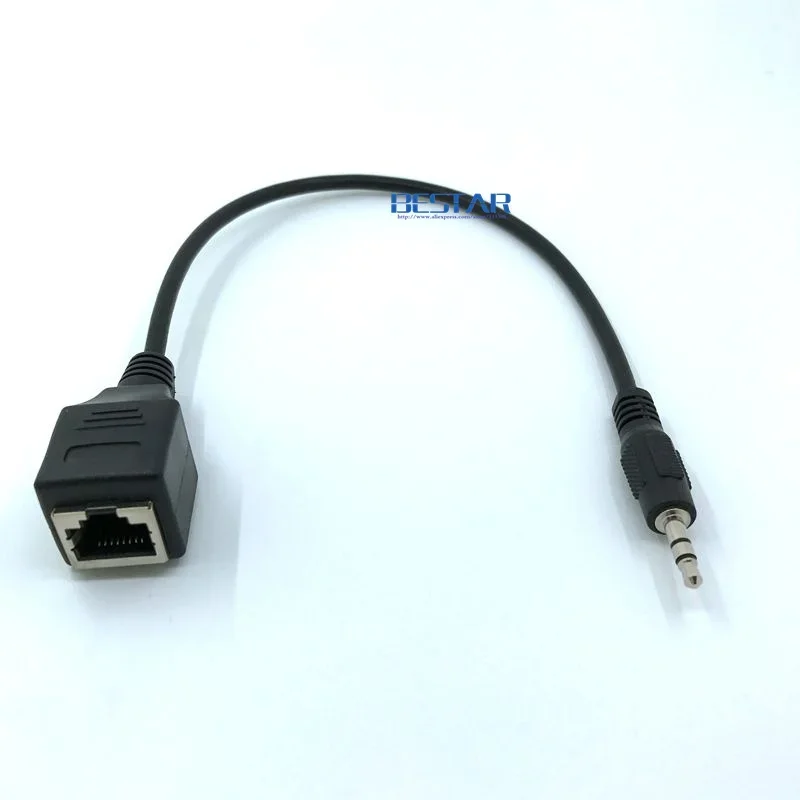 Cable de Audio Jack macho DC 3,5mm 1/8 "a enchufe RJ45 Cable de red LAN Ethernet 30cm 1ft accesorio para dispositivos táctiles VOD KTV - imagen 4