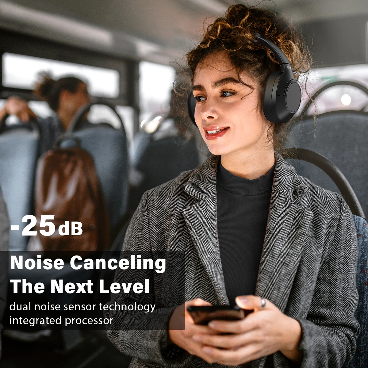 Auriculares inalámbricos Bluetooth FIFINE, auriculares con cancelación de ruido con modo de transparencia, graves profundos, llamadas claras, tiempo de reproducción 80H -X3 - imagen 4