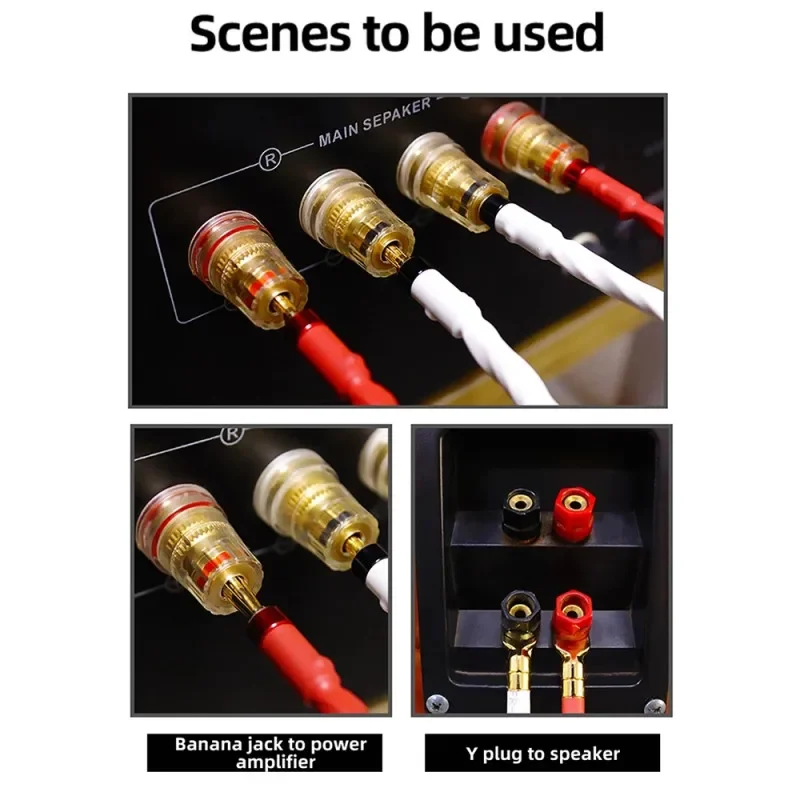 Cables amplificadores de Audio para altavoz 8TC 7N OCC, conector Banana Y Pin, Cable auxiliar, sistema de sonido para cine en casa, altavoz AMP - imagen 4