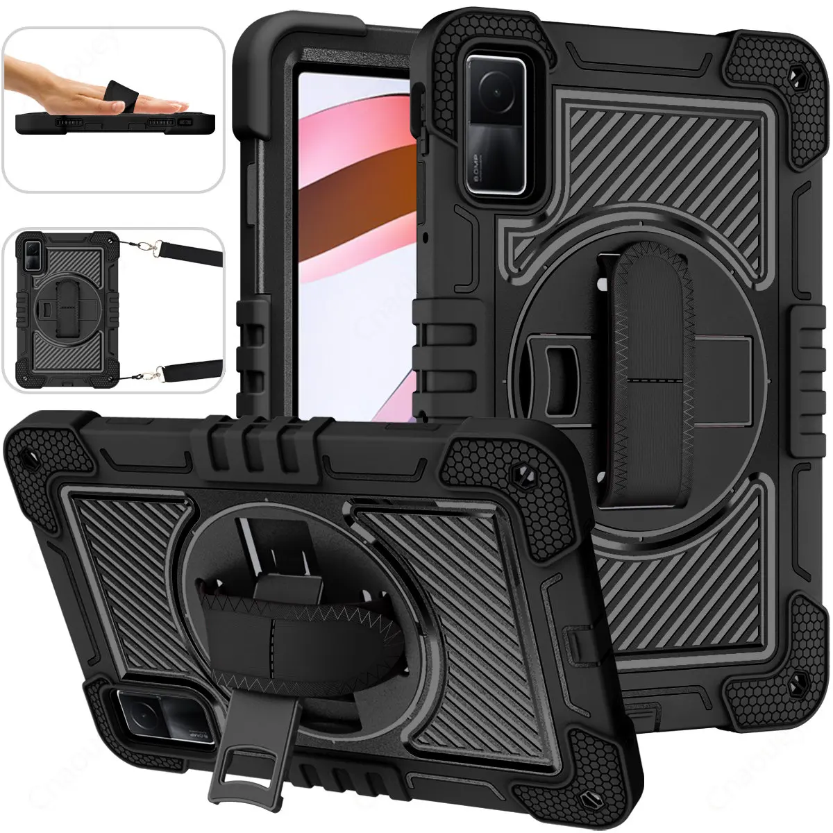 Funda resistente para Redmi Pad SE11 Xiaomi Pad 6, Funda con soporte giratorio a prueba de golpes, Funda con correa para el hombro - imagen 2