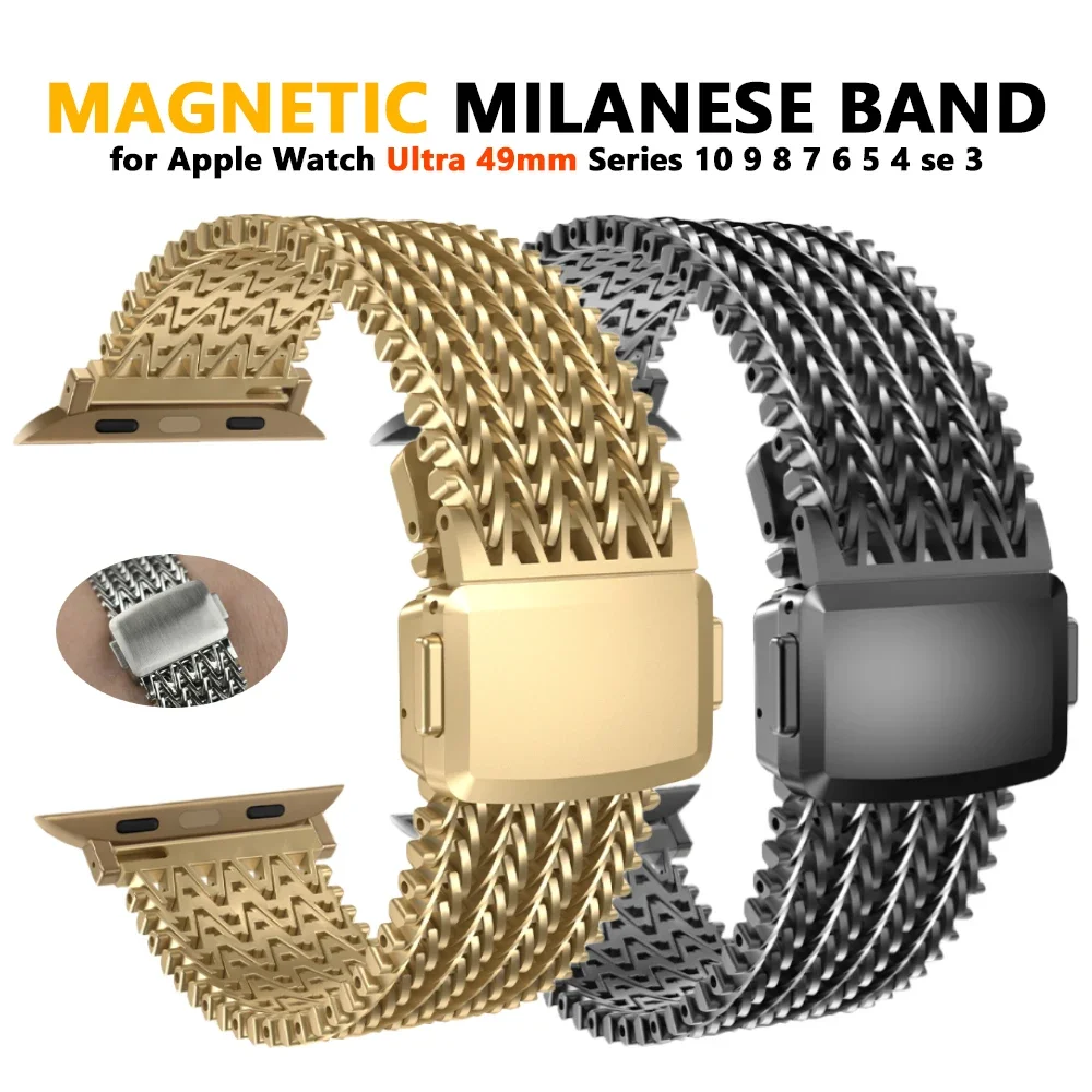 Bucle de malla magnética para Apple Watch Band 46mm 42mm 45mm 44mm pulsera de Metal para iWatch Ultra 2 49mm 38mm 40mm SE 7 8 9 10 41mm - imagen 2