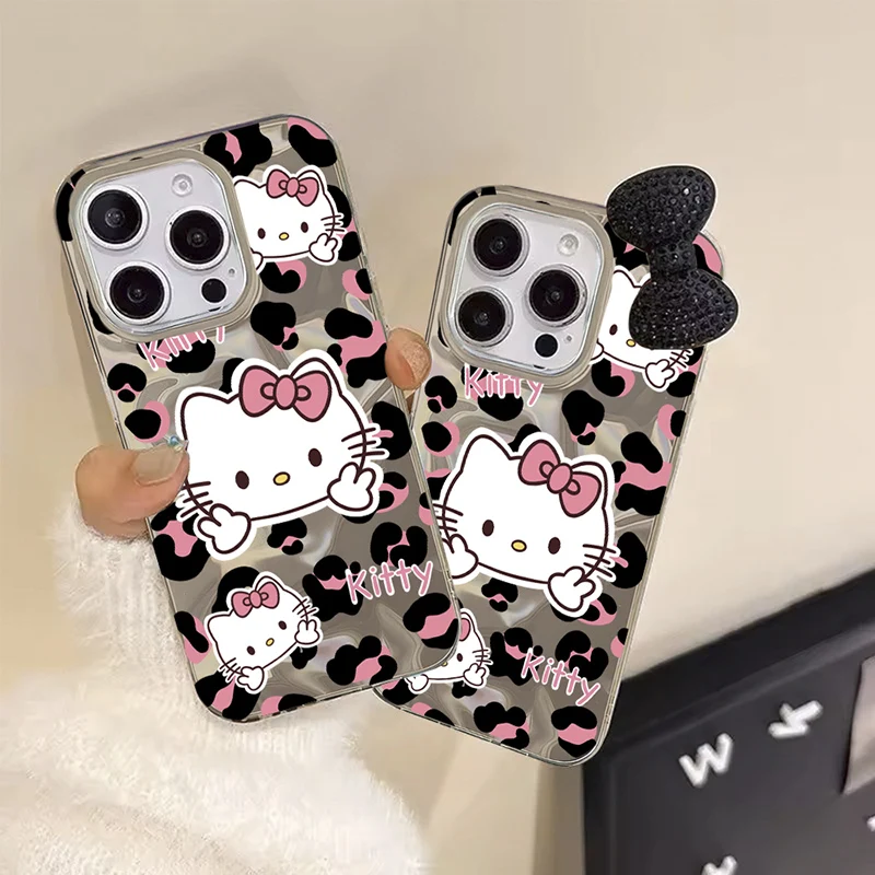 Funda de leopardo con lazo de Hello kitty 3D para OPPO Reno 14 14F 13 12 FS 13F 12F 11F 11 10 Pro 5G 7 4G 6 5 Find X3 Lite cubierta de teléfono de PC - imagen 4