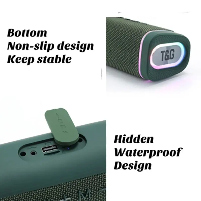 Minialtavoz de tela impermeable para exteriores, altavoz inalámbrico con Bluetooth, resistente al agua, con luz Led, a la moda, TG-375, novedad de 2023 - imagen 5
