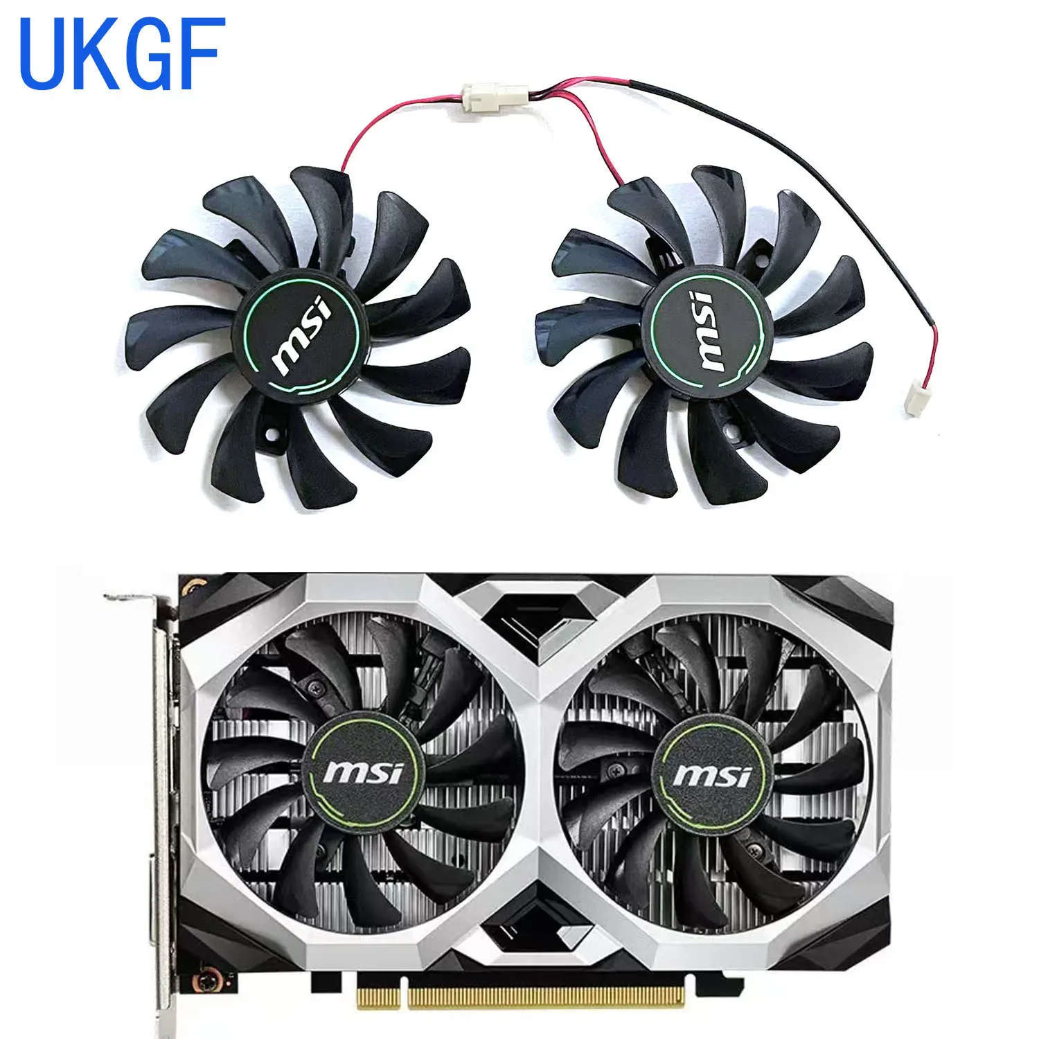 UKGF 75MM HA8010H12CF-Z GTX1650 ventilador VGA para MSI GeForce GTX 1650 SUPER VENTUS XS ventilador de refrigeración de tarjeta gráfica 2 pines 12V 0.5A - imagen 2