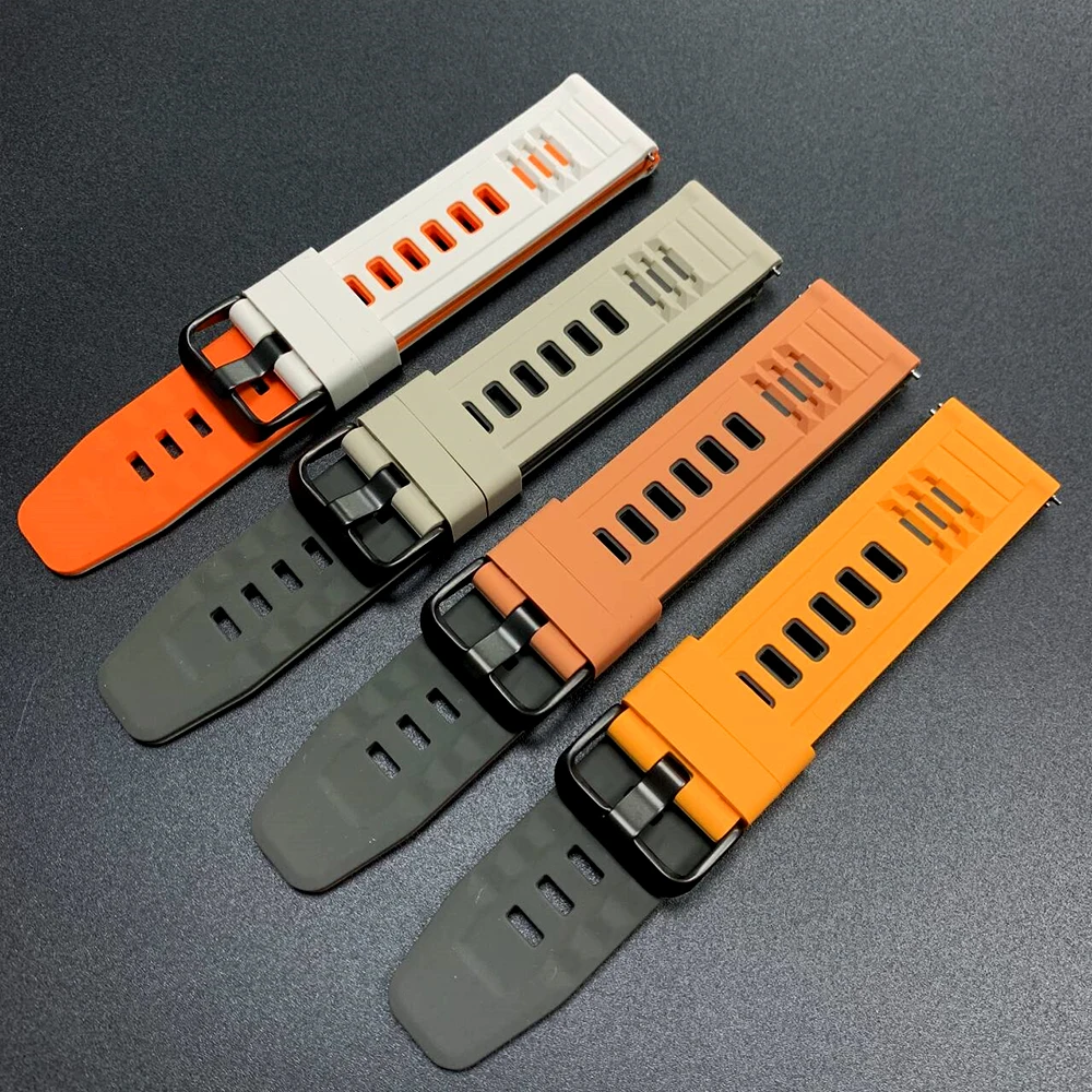 Correa de reloj de 22mm para TicWatch Pro 2021/3 Ultra LTE/GPS, correa de silicona para TicWatch Pro GTW GTH2 GTX S2 E2, pulsera deportiva - imagen 3