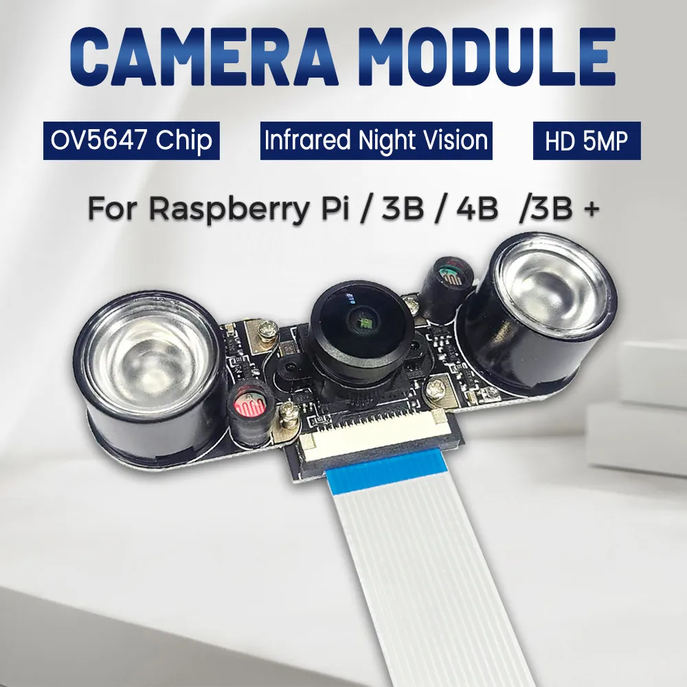 Módulo de cámara OV5647 para Raspberry Pi 3B 4B 3B + enfoque ajustable 120 130 200 160 grados 3,6 MM HD 5 millones de píxeles visión nocturna - imagen 2