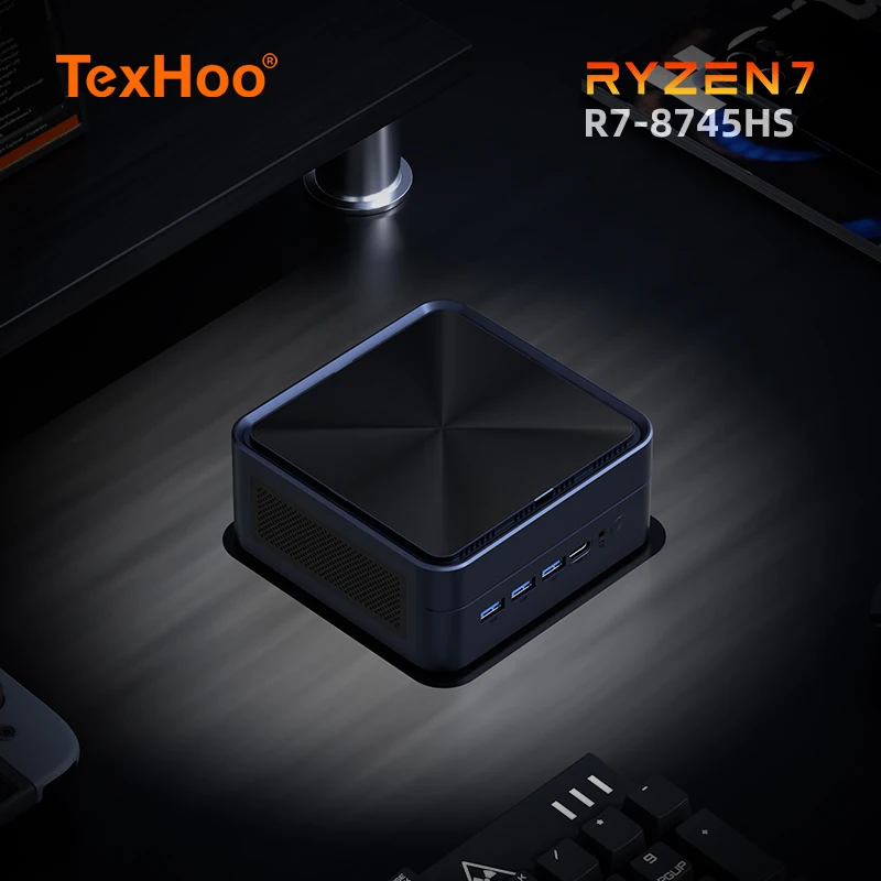 AittactXTexHoo MINI PC AMD R7 8745HS 7840HS 7735HS R5 6600H DDR5 NVMe Dual HDMI DP 4K Wifi6 Wordenador de juegos de escritorio - imagen 2