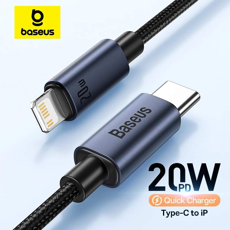 Cable Baseus PD 20W USB C para iPhone 13 12 11 pro max Cable iPhone carga rápida para iPhone X XR 8 USB tipo C a Cable Lightning