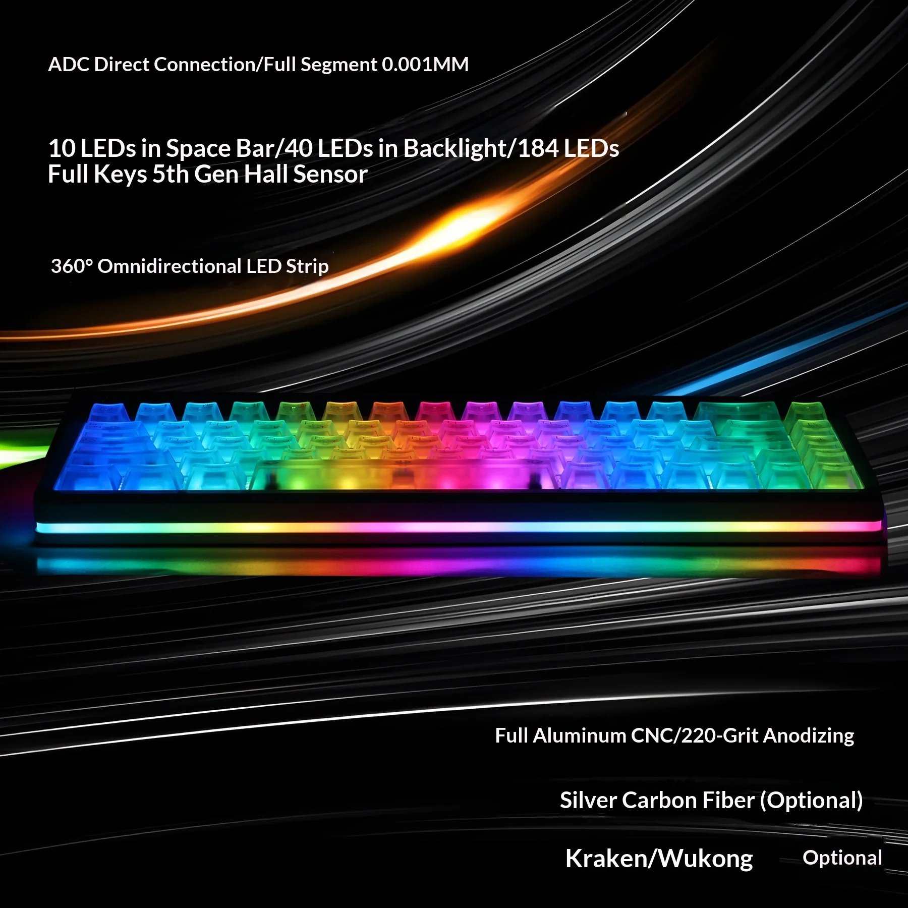 Nuevo teclado Everglide AE68Pro, eje magnético, posición Original de doble lámpara RT0.001MM/ADC, conexión directa, teclados para PC Esports - imagen 2