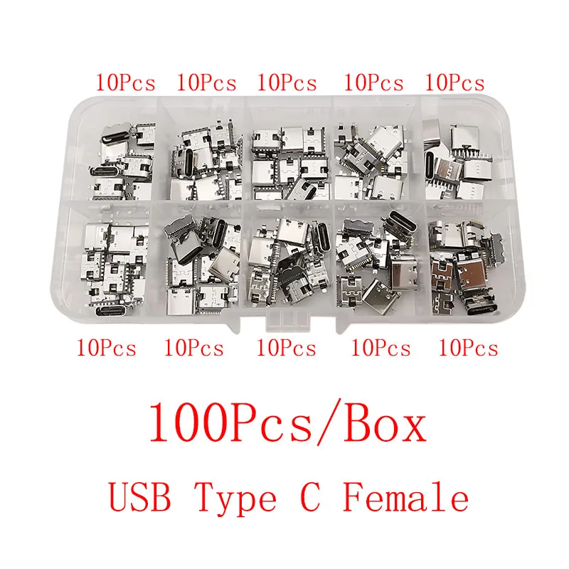 Puerto de carga hembra USB tipo C, conector tipo C de 2/6/16 pines, enchufe SMD PCB, soldadura DIY, reparación, adaptador de conector USB-C tipo C, 1 caja - imagen 5