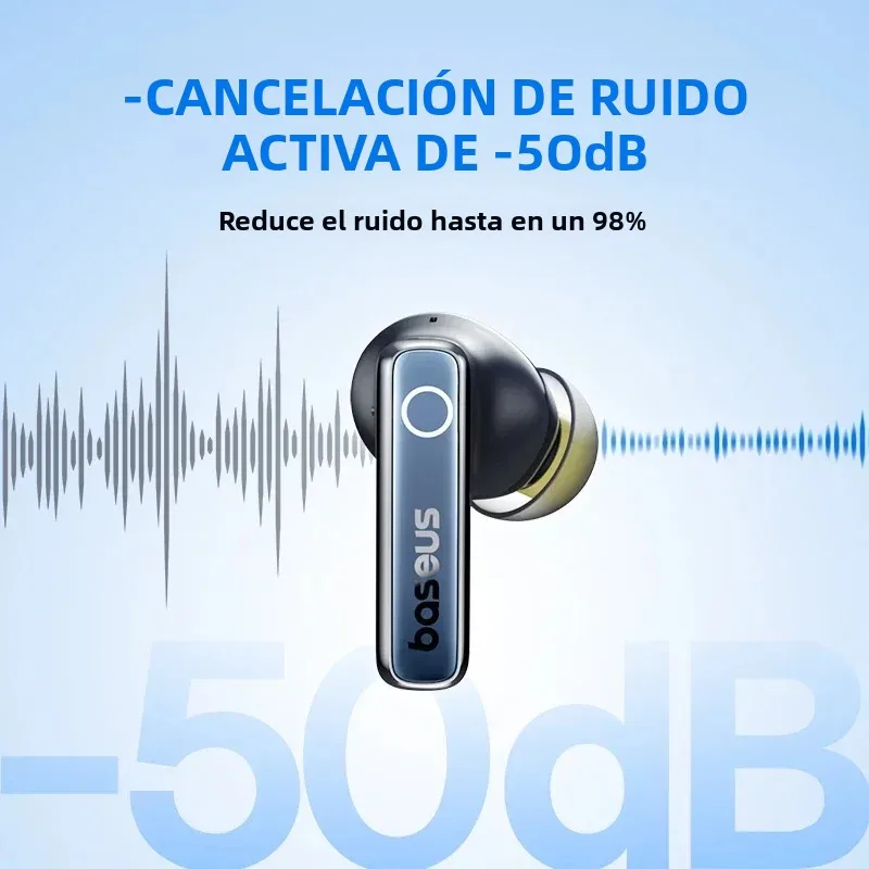 Baseus Bowie 30 auriculares inalámbricos 50dB reducción de ruido 65 horas de larga duración Bluetooth 5,3 auriculares 6 micrófonos AI llamada clara graves grandes - imagen 3
