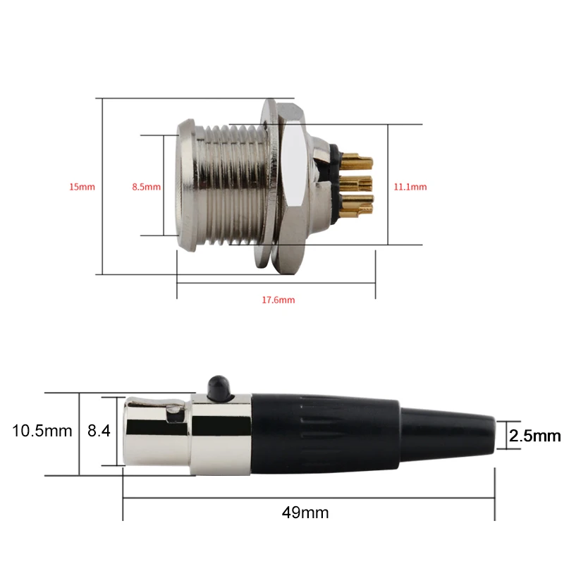 2 uds Mini conector XLR, Mini adaptador de micrófono de micrófono de aviación, conector de soldadura de Cable de altavoz, 3/4/5/6 pines disponibles - imagen 5