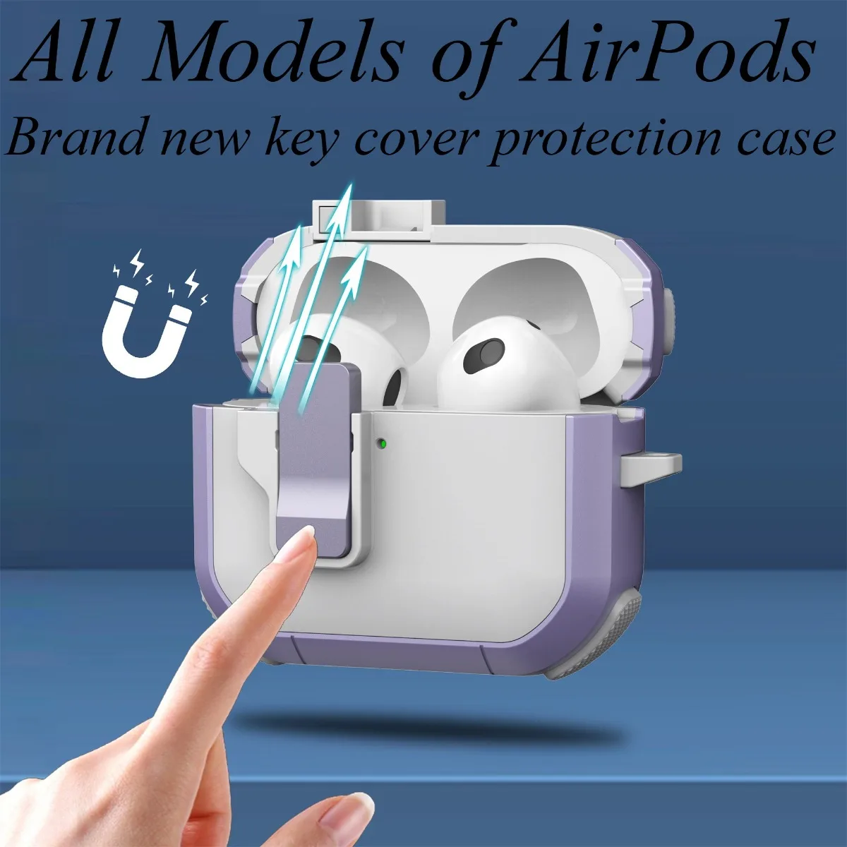Funda con apertura de tapa magnética para AirPods 4, carcasa de bloqueo seguro, auriculares inalámbricos con Bluetooth para AirPods 1, 2, 3 Pro o Pro 2