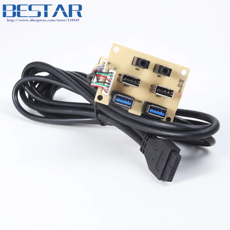 PC Caja de computadora Panel Trasero PCB USB 3.0 + USB 2.0 + Audio MIC + Cable de Grupo de Montaje SPK - imagen 2