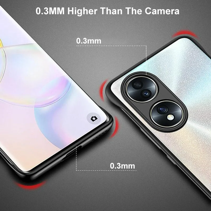 Funda de teléfono sin marco para Honor 90 Pro, cubierta mate dura, protección de PC, anillo a prueba de golpes para Honor 90 80 70 Pro Plus - imagen 3