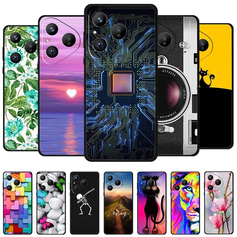 Para Huawei PURA 80 5G funda minimalista estilo tecnológico TPU negro fundas de teléfono de silicona suave para Pura 80 5G cubierta de parachoques absorbente de golpes