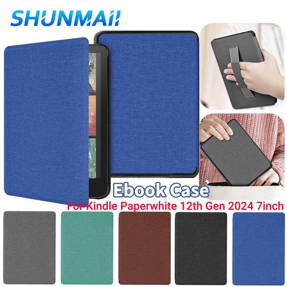 Funda inteligente con correa de mano para Kindle Paperwhite, funda protectora con encendido y apagado automático de 12. a generación para Kindle Colorsoft