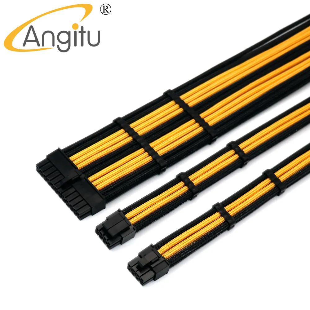 Kit de Cable de alimentación de extensión PSU, 1x24 pines MB, 1x4 + 4 pines CPU, 1xPCIE 6 + 2P 4MM