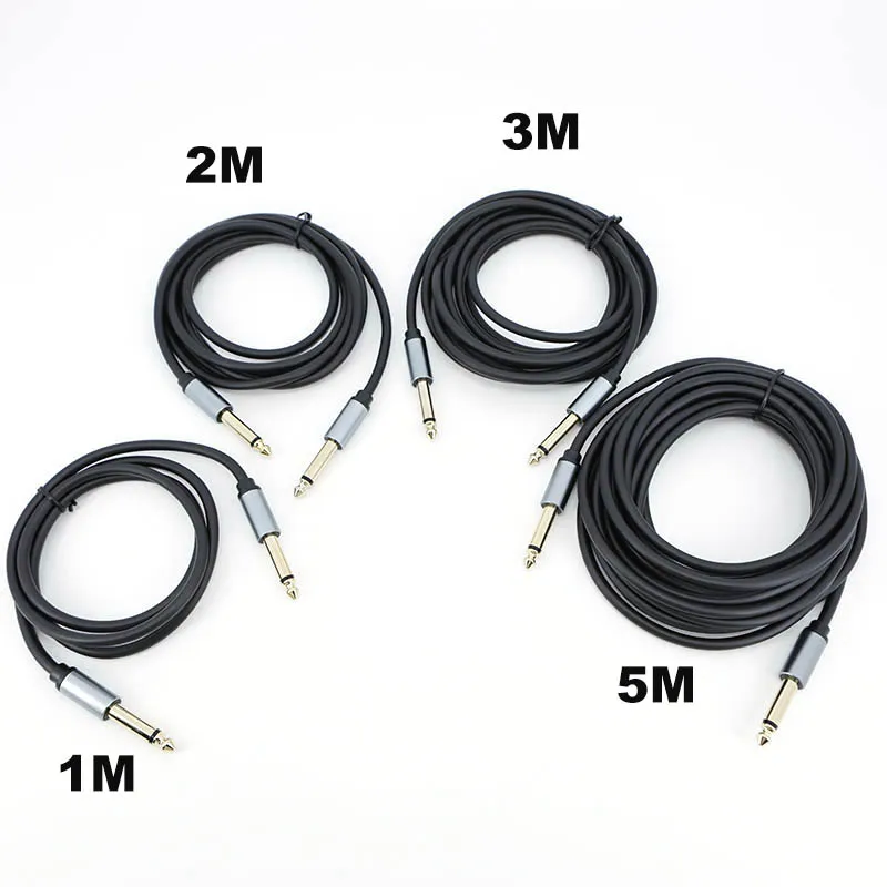 Placa dorada de 2 polos mono 6,5 6,35mm macho a 6,35 macho Audio equilibrado TRS 1/4 Cable amplificador de altavoz para teclado de guitarra - imagen 2