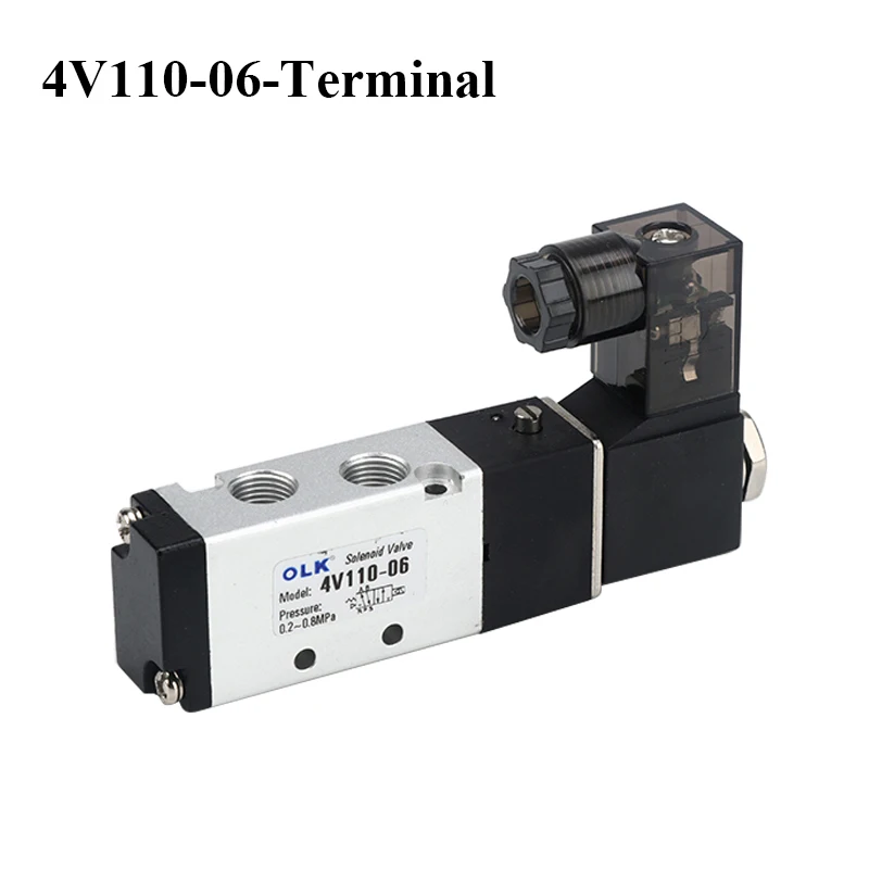Válvula Solenoide de aire 4V110-06 1/8, válvula neumática de 5/2 vías, 5 puertos, 2 posiciones, válvulas magnéticas eléctricas de Gas DC12V 24V 110V 220V - imagen 2