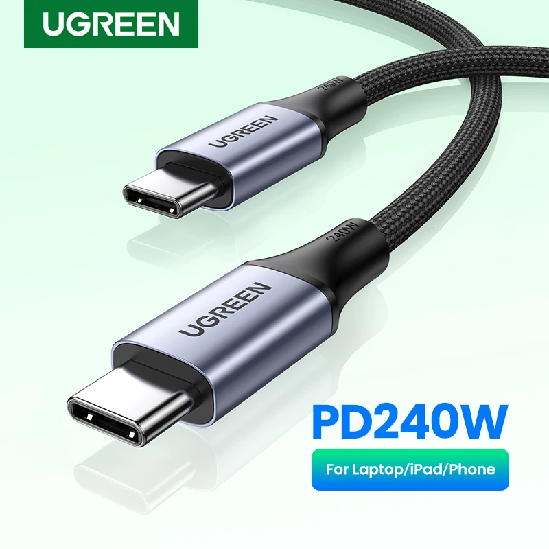 UGREEN Cable USB C a USB tipo C de 240W Cable de carga ultra rápida PD 240W cargador rápido 5A USB C para Xiaomi Macbook iPad USB C