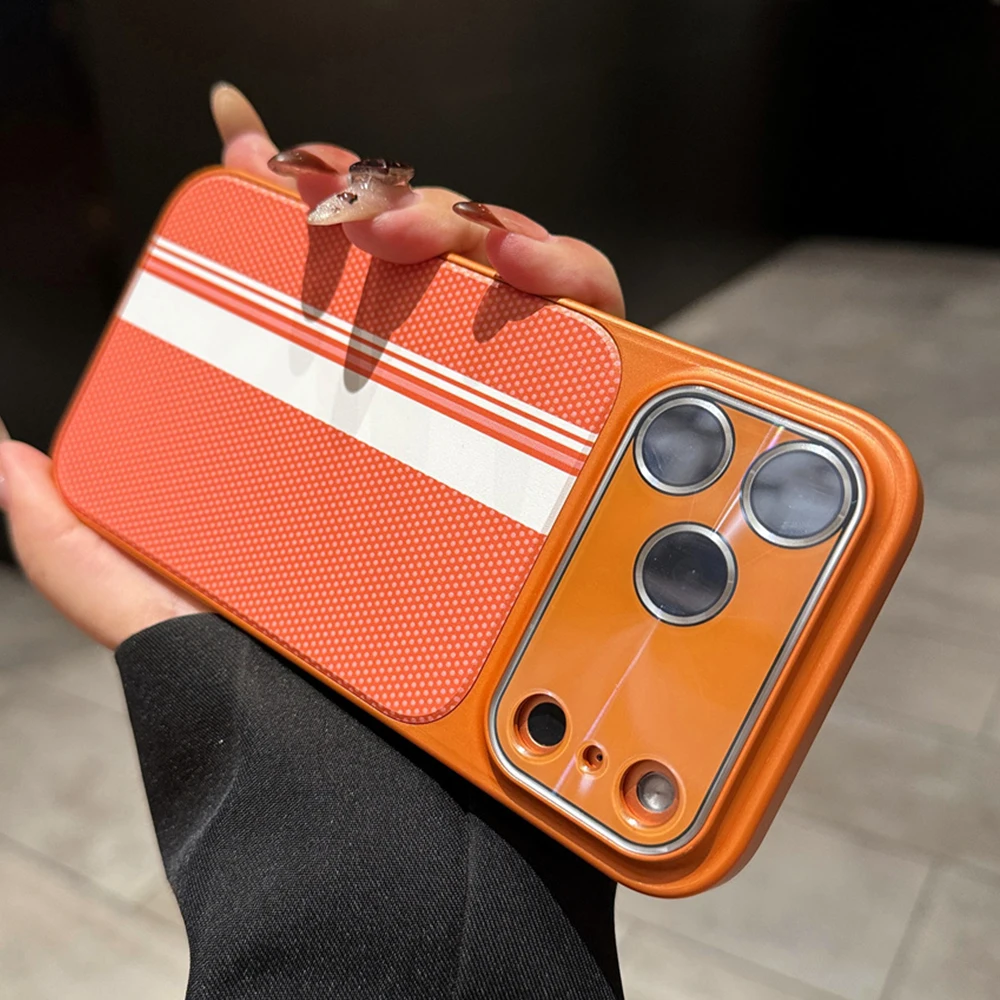 Funda de teléfono magnética con diseño de celosía a rayas coloridas de lujo para iPhone 17 16 15 14 13 Pro Max Air 16 Plus, funda trasera antideslizante - imagen 4