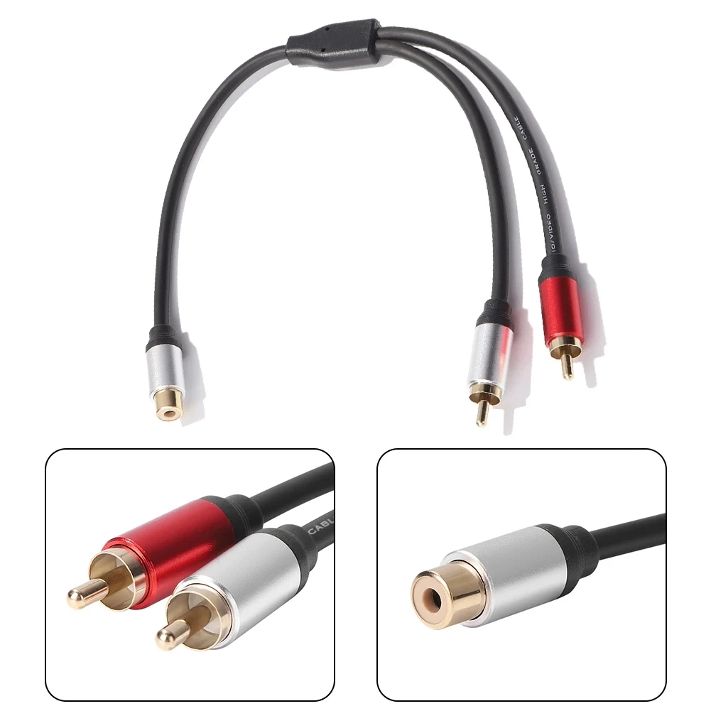 Cable de extensión para reproductor de DVD Y TV, adaptador de 1 a 2 clavijas Y divisor de 0,3 M, chapado en oro, Cable de Audio para altavoz amplificador de Subwoofer - imagen 3