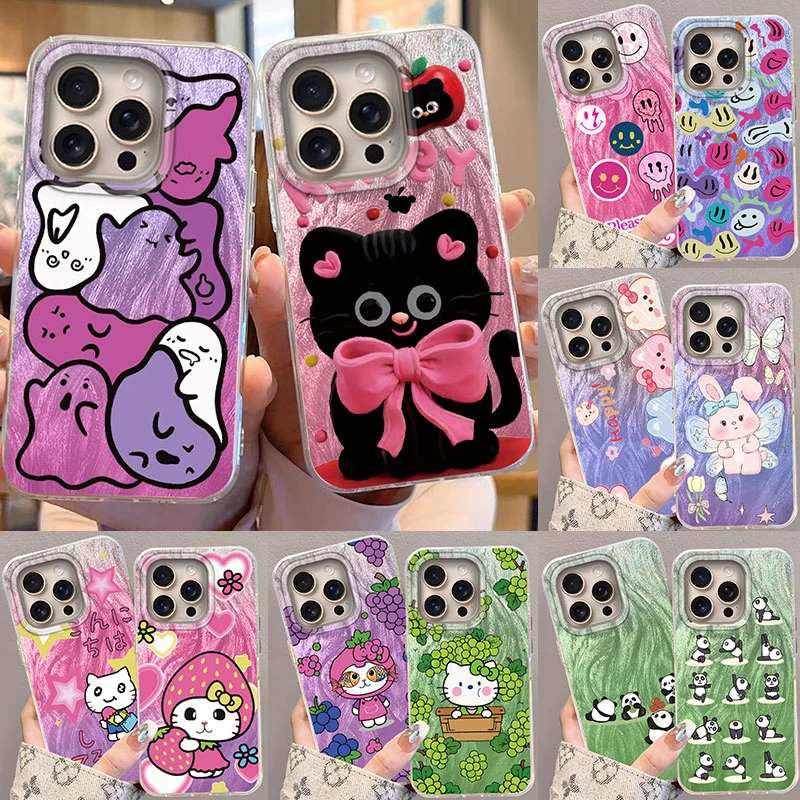 Funda para iPhone 16 16 Pro Max 5G, funda para teléfono con patrón de Panda y gato de dibujos animados, parachoques protector de silicona de moda Popular para IPhone 16 - imagen 2