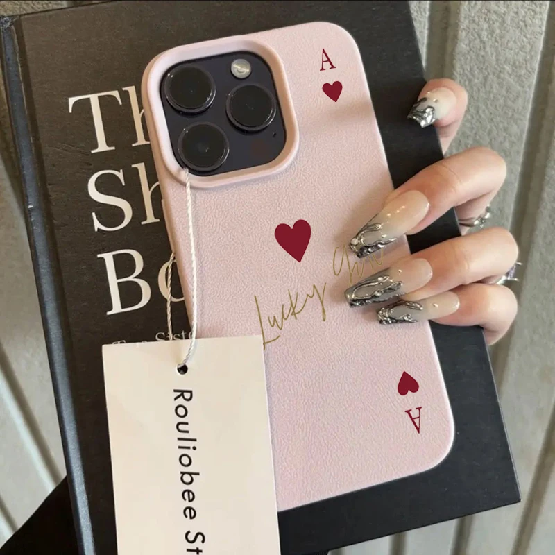 Funda de teléfono para iPhone 11 12 13 14 15 16 17 Pro Max XS X XR 16 Plus 16e 17 Air elegante Ace of Hearts Poker patrón funda de silicona - imagen 5