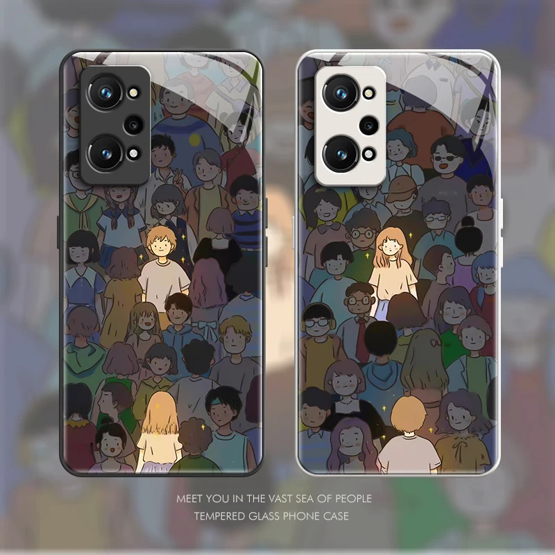 Funda de teléfono de vidrio templado para OPPO, protector de lujo para parejas, para Realme, Q5, Q3, Q2 Pro, Carnaval, Q3i, Q3S, Q3T, Q2i, Q, Q5Pro, Q3Pro, 5G - imagen 2