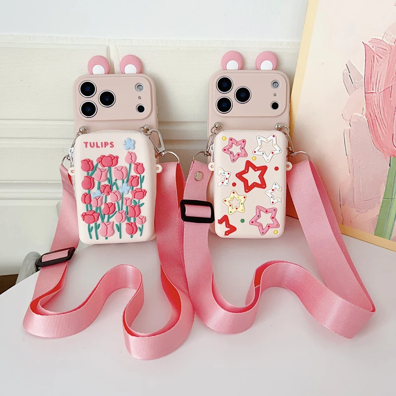 Para iPhone 17 16 15 14 13 12 11 XR Xs 6 6s 7 8 SE Pro Max mini Plus e Tulip Star Funda tipo billetera con accesorios - imagen 5