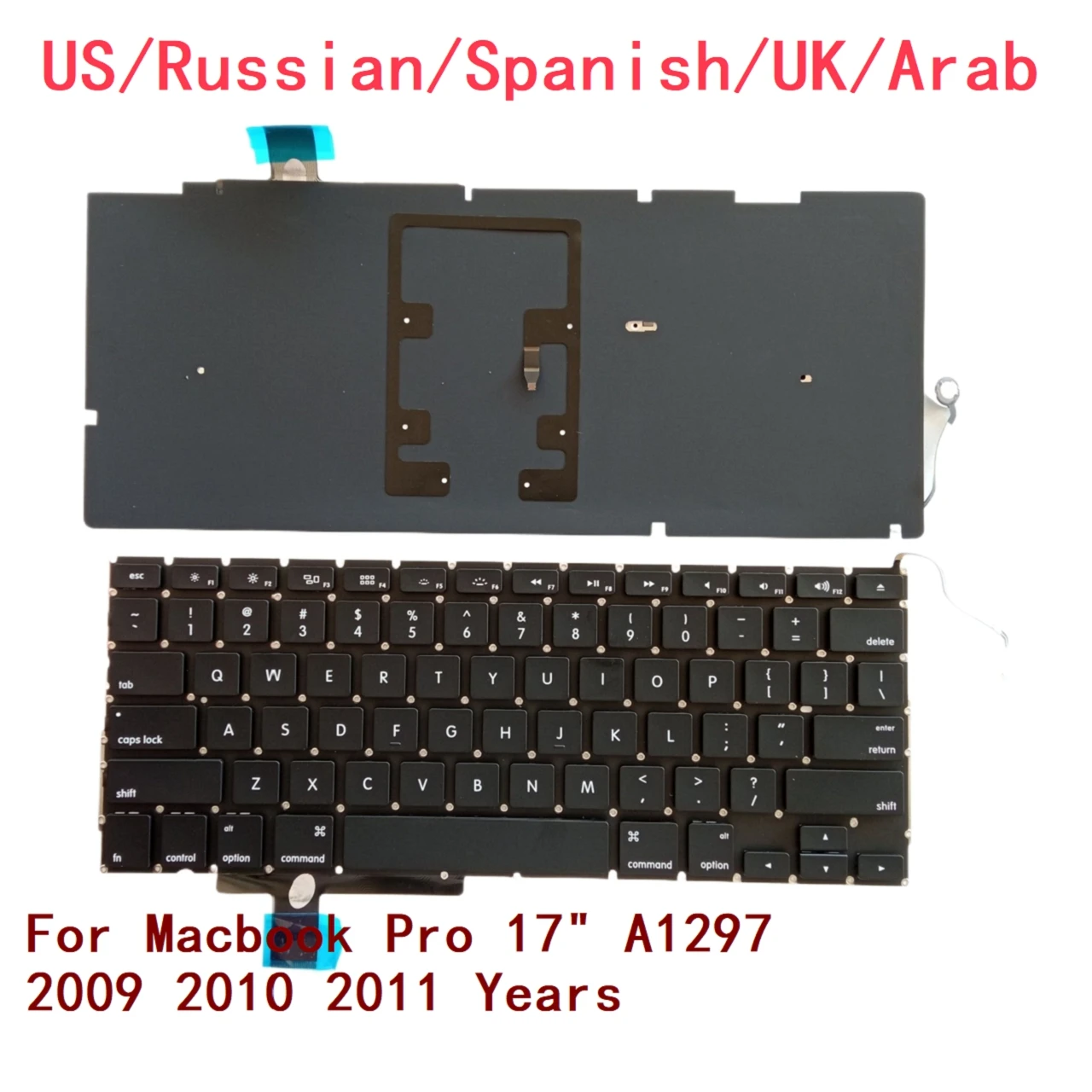 Teclado retroiluminado para ordenador portátil, accesorio para Apple Macbook Pro, 17 ", A1297, 2009, 2010, 2011