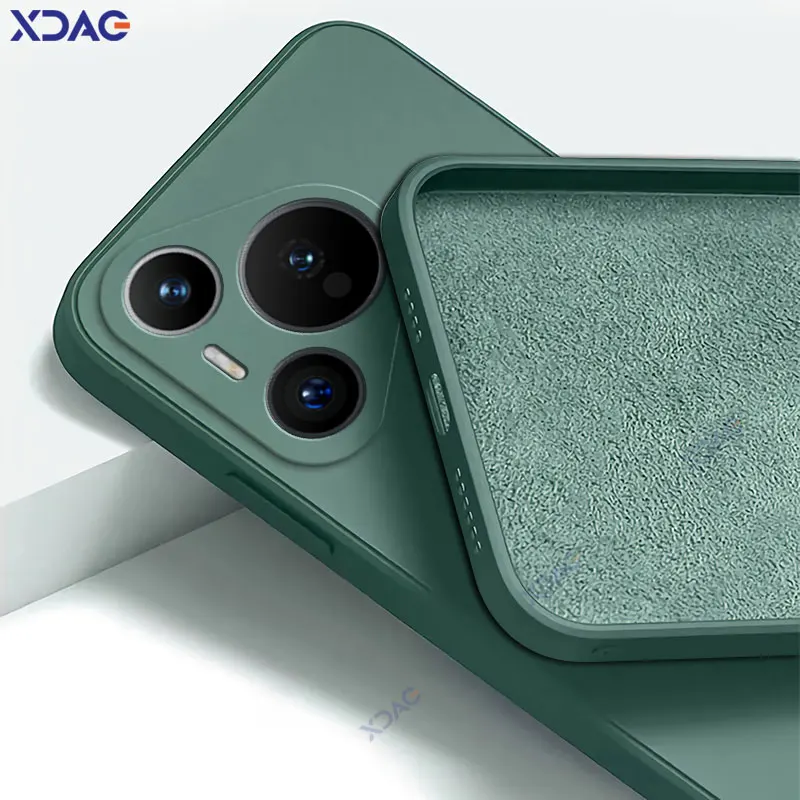 Funda de teléfono de silicona líquida cuadrada de lujo para Huawei Pura 70 Pura70 5G 360 funda protectora HuaweiP70 P70 funda suave de doble revestimiento - imagen 3