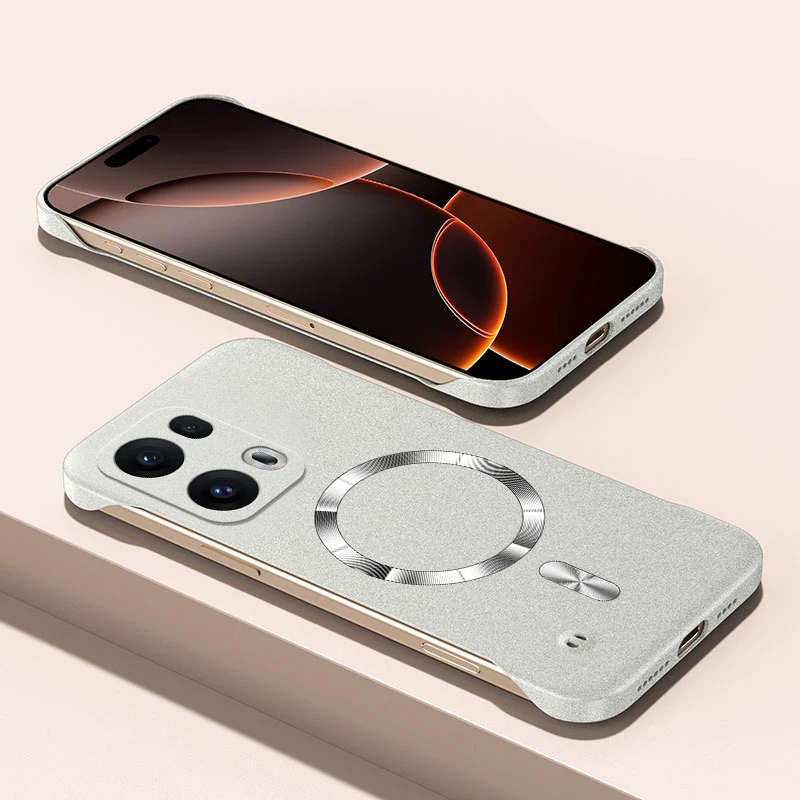 Para Magsafe funda de arenisca sin marco para Oppo Find X3 Lite Neo X5 X6 X7 X8 X9 Ultra Reno 6 8 9 13 14 Pro cubierta dura magnética