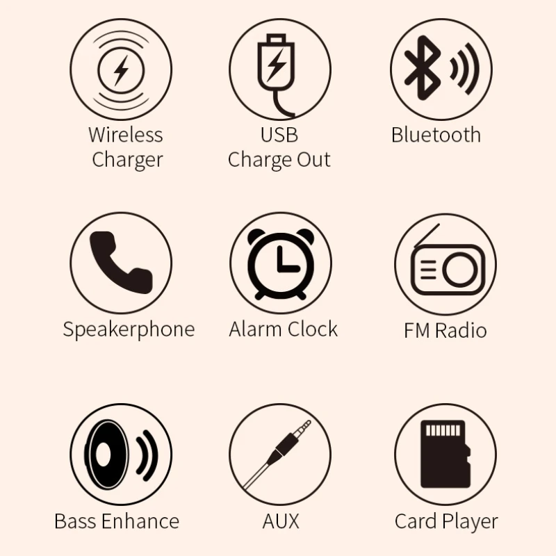 Altavoz Bluetooth pantalla LED despertador Smartphone cargador rápido inalámbrico ruido blanco dormir Radio FM tarjeta TF 1200mAh WD300 - imagen 5