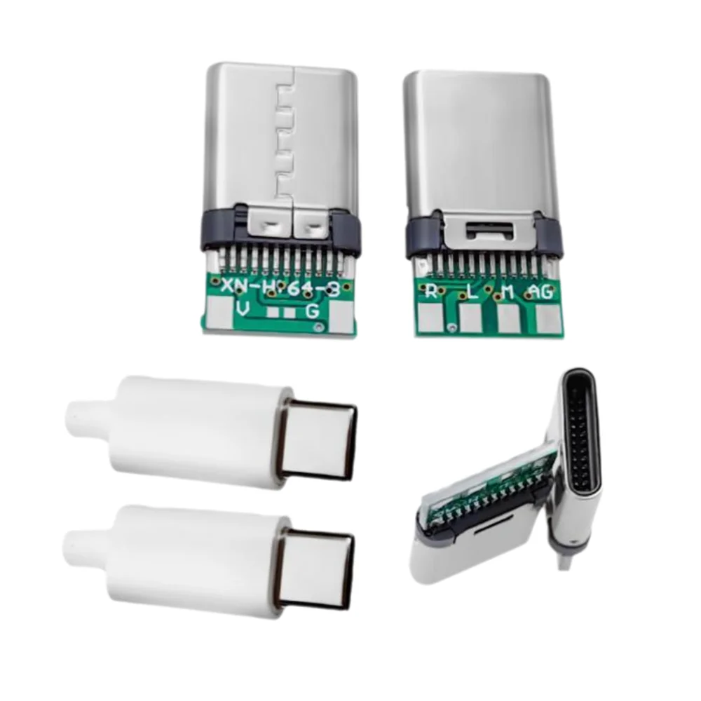 Adaptador de conector de soldadura de enchufe macho de 24 pines USB 3,1 tipo C con carcasa, enchufes de carga tipo C, reparación de accesorios de Cable de datos, 2/5 Uds. - imagen 3