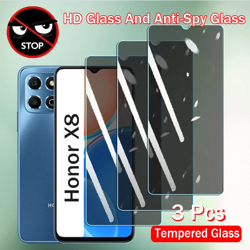 Protectores de pantalla de privacidad de vidrio templado, película de cubierta antiespía para Huawei Honor X8, X8A, X9, X7A, X6, X6A, X7, X5 Plus, 3 unidades - imagen 2