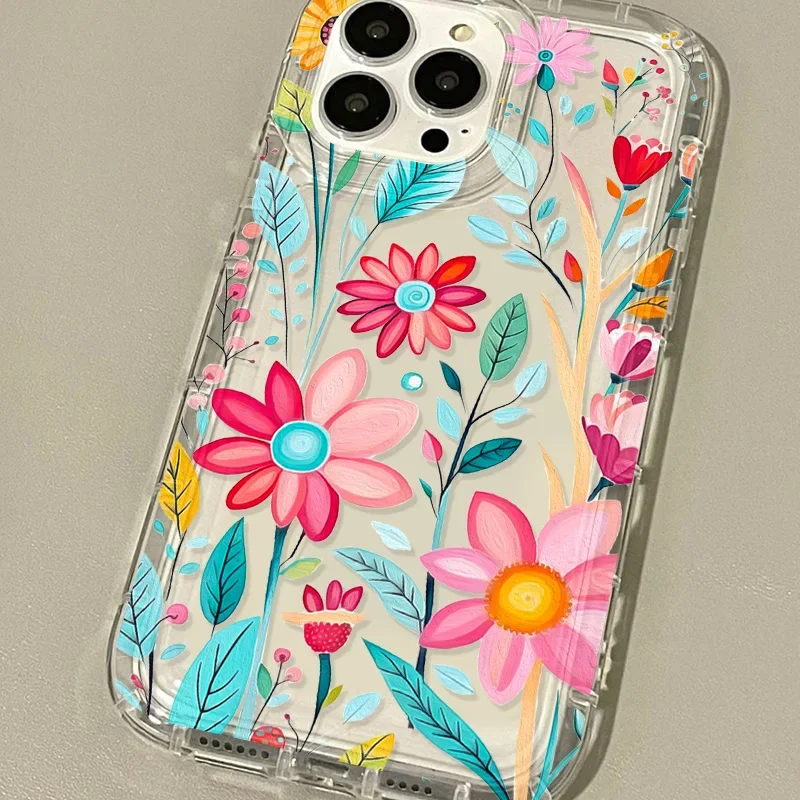 Funda de teléfono floral para iPhone 16 15 13 14 12 11 Pro Max XR 7 8 Plus carcasa protectora de pantalla de silicona - imagen 4