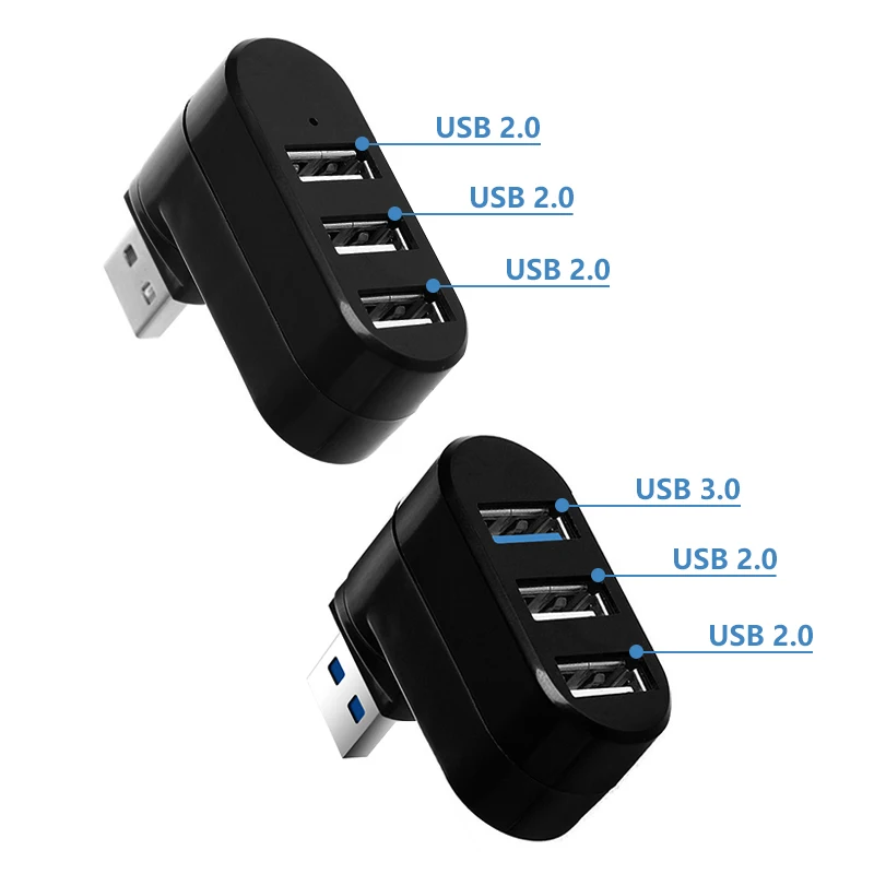 Adaptador de concentrador USB 3,0, divisor de lector de disco U de alta velocidad, rotación 180, 3 puertos USB 2,0 para ordenador, PC, portátil, Mac, Mini Accesorios - imagen 3