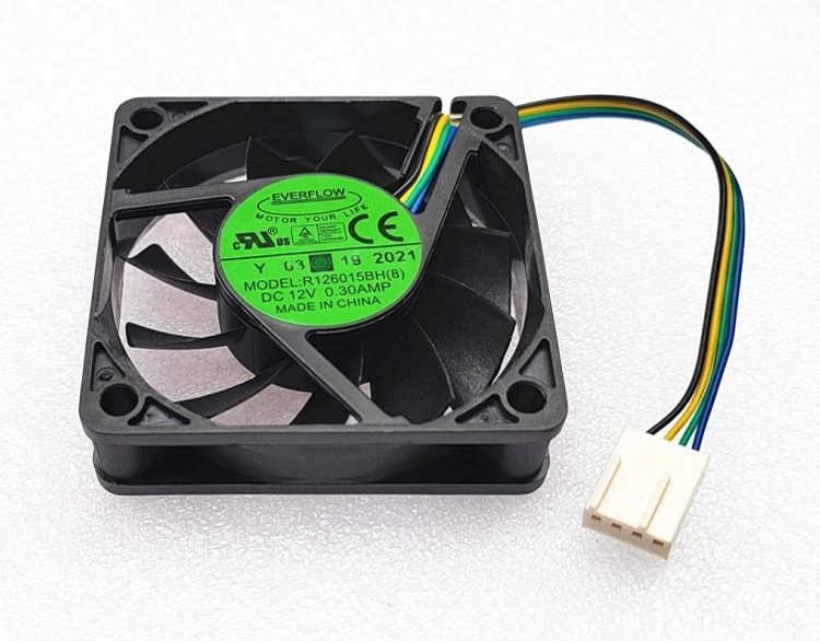 Ventilador de refrigeración PWM, Enfriador de rodamiento de bolas Dual, 60mm, 6cm, R126015BH, 0.30A, Everflow, 60x60x15mm, 5200RPM, nuevo - imagen 3