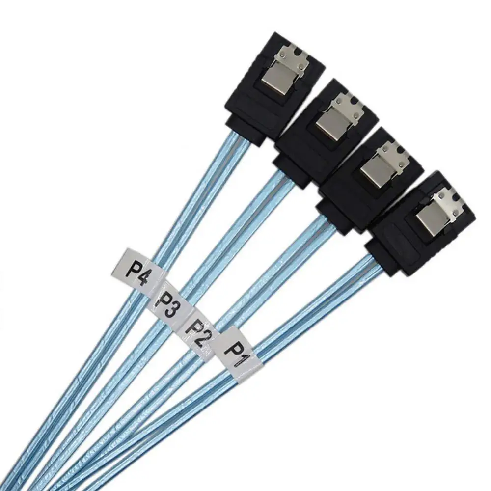 Cable de datos de 4sata a 4sata 4,0, Cable de disco duro de 180 ° con cabeza hembra 7p, Cable de red trenzada, funda de ordenador, Cables de Hardware para PC - imagen 2